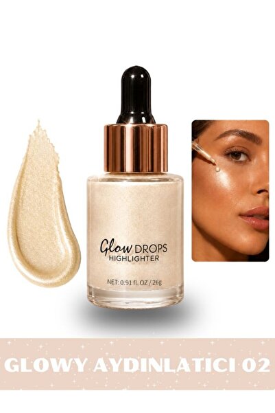 NUNUKO Işıltılı Glow Drops Yüz ve Vücut Aydınlatıcısı - Likit Highlighter (26...