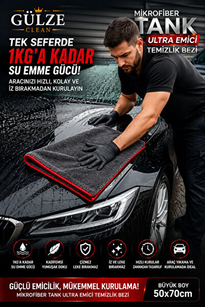 GÜLZE Orijinal Mikrofiber TANK ULTRA EMİCİ Profesyonel Araç Kurulama ve Temiz...