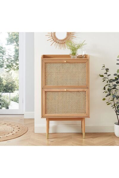 WoodenDecoration01 Maison Élite Rattan Masif Ahşap Ayakkabılık