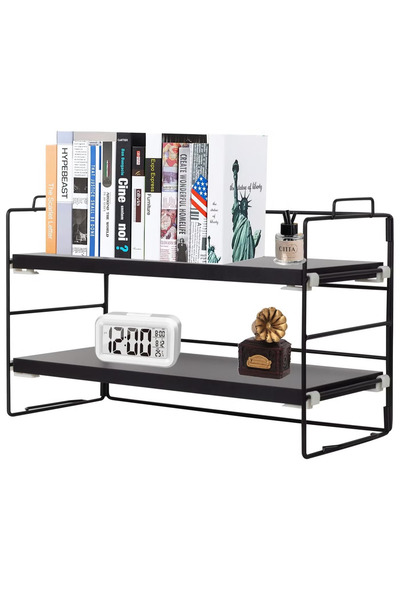 GGEROU Desktop Shelf Organizer Small Wood Countertop Bookshelf Adjustable Des...