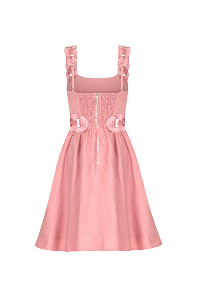 Selyn's Selyns Pembe Kadın Bebe Yaka Fit Elbise SL000205004