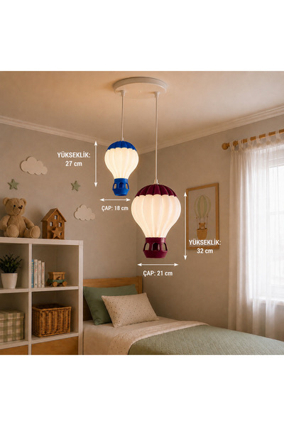 Luma Cozy Takımını Seç – Orta + Küçük Boy Balon Avize Seti – Çocuk Odası Sark...