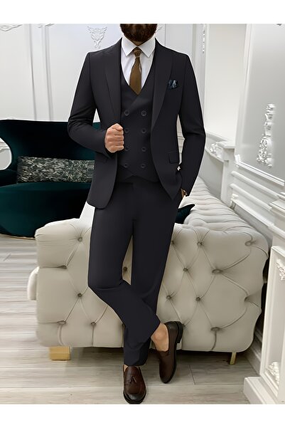 Greneric Black Slim Fit 3-Piece Suit (Jacket, Waistcoat, Pants)