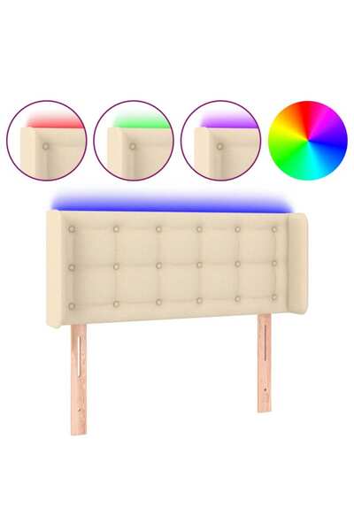vidaxl LED headboard, cream, 83x16x78/88 cm, textile