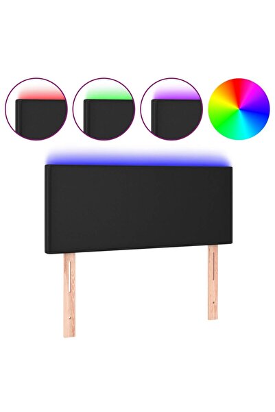 vidaxl LED headboard, black, 100x5x78/88 cm, eco- Leather