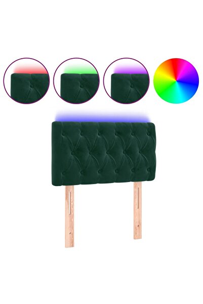 vidaxl Tăblie de pat cu LED, verde închis, 80x7x78/88 cm, catifea