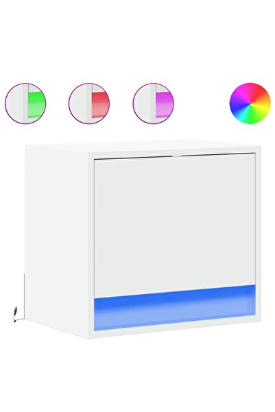 vidaxl Noptiere montate pe perete cu lumini LED, 2 buc., alb