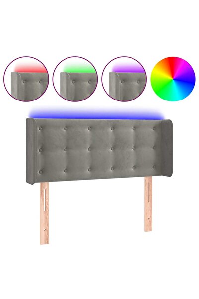 vidaxl Tăblie de pat cu LED, gri deschis, 83x16x78/88 cm, catifea