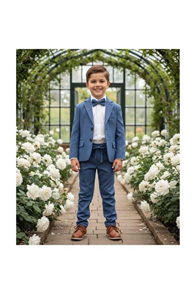 aykidsclup Costum pentru băieți, 4 piese, elegant, cu sacou albastru, 5428-MY