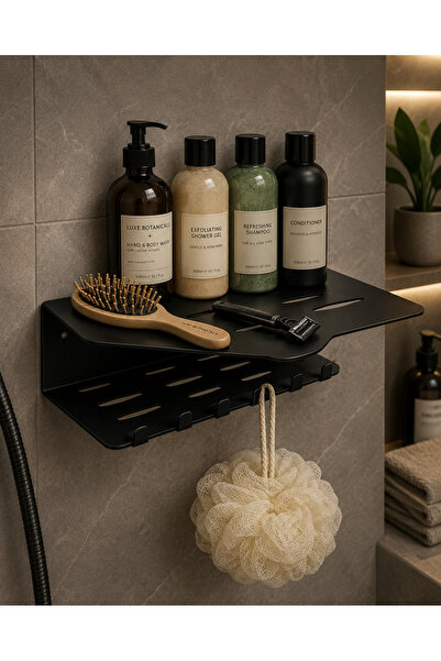 YDGR Şampuanlık Lif Askılı Siyah Metal Banyo Düzenleyici