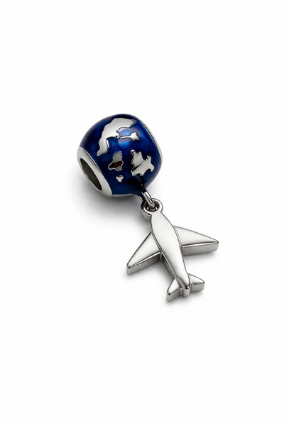MakeWell Charm with Airplane and Earth Figures – Travel-Themed Bracelet Penda...