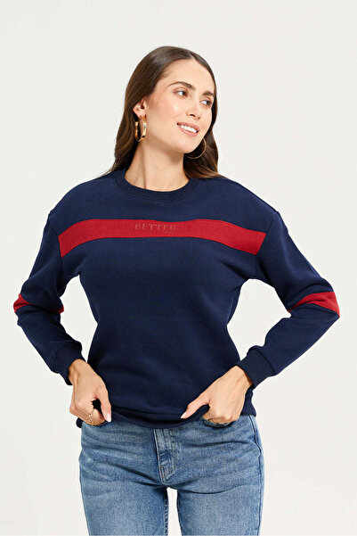 REDTAG Women Navy Long Sleeves Sweatshirt