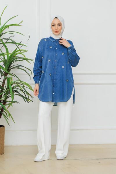 Moodbasic Batik Desenli Gömlek - Mavi