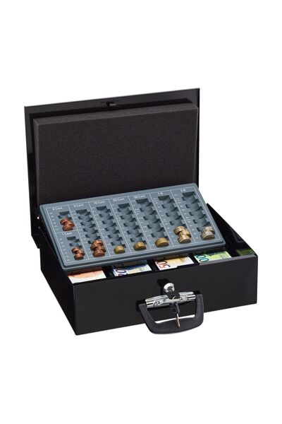 Relaxdays Money box for coins and banknotes, Relaxdays, black, 11.5 x 36 x 28...