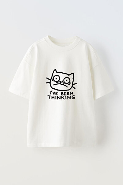 Anetos Tricou supradimensionat alb din bumbac, cu imprimeu frontal cu design ...