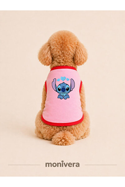 Modetra New Season Summer Lilo Stitch Printed Colorful Ribbed Dog Outfit - Un...