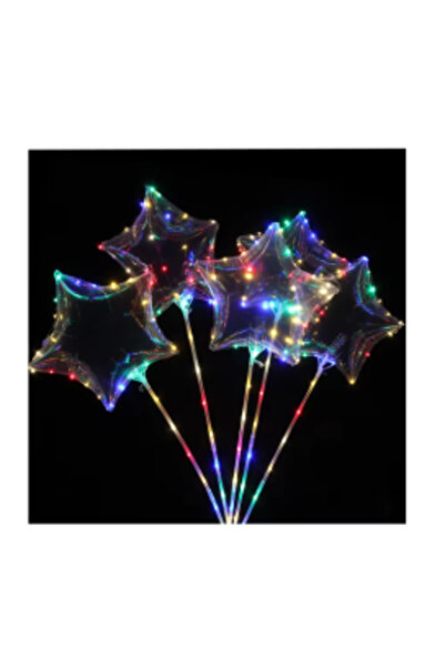 PlayFun Top Bottom Set of 50 Multicolor LED Party Balloons, Star Shape 651111...