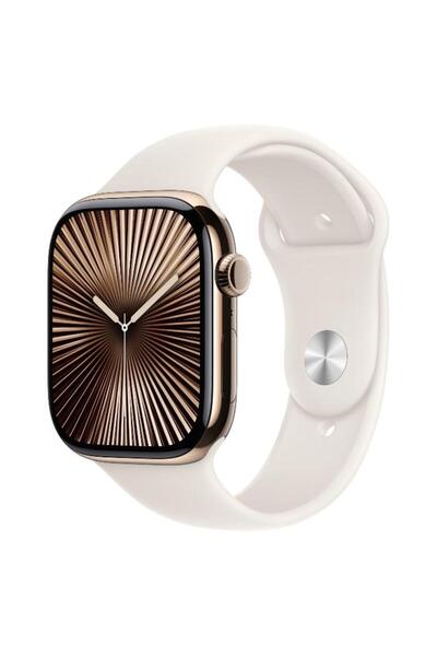 Apple Ceas 10 GPS Cellular 46mm Aur Titan, LTPO OLED, 64GB, Curea Sport Starl...