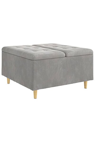 vidaxl Ottomană de depozitare Gri deschis 80 x 80 x 45 cm Catifea
