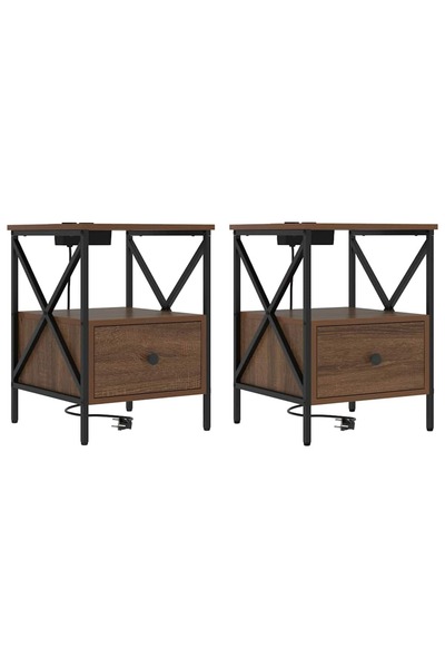 vidaxl Dulap de noapte 2 pcs Stejar închis 41,5 x 40,5 x 55 cm