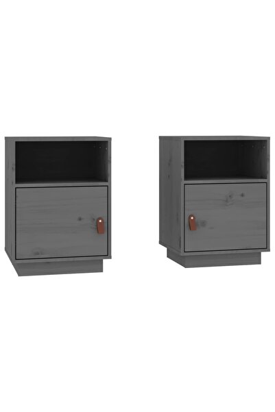 vidaxl Bedside tables, 2 pcs., gray, 40x34x55 cm, solid pine wood