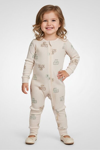 Petit Lem Toddlers Girl 2 Pieces Allover Print Long Sleeve Footed Rompers Set...