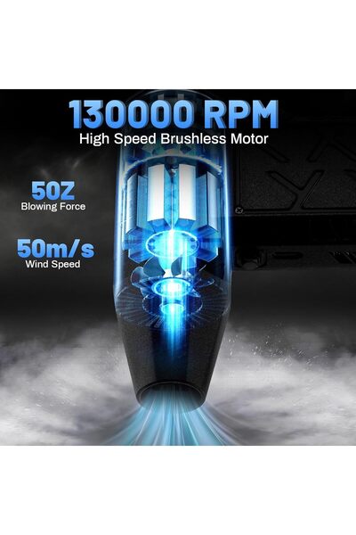 HI-FINE Electric Air Duster, 130000RPM High Power Cordless Air Cleaner, Adjus...
