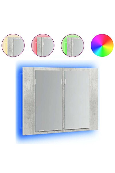 vidaxl Bathroom cabinet with mirror and LED, concrete gray, 60x12x45 cm