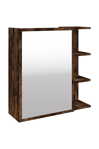 vidaxl Dulap baie cu oglindă stejar fumuriu 62,5x20,5x64 cm lemn