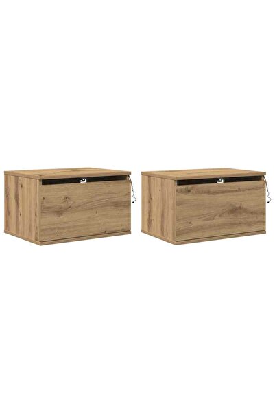 vidaxl Noptieră suspendată 2 pcs Stejar Artizanal 50 x 36 x 30 cm