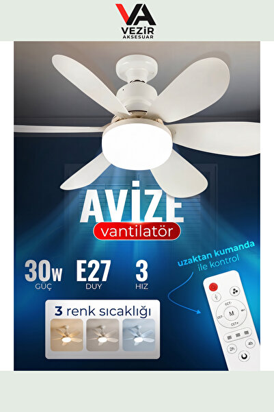 Vezir Aksesuar LED Işıklı Tavan Vantilatörü – Uzaktan Kumandalı Sessiz Fan & ...