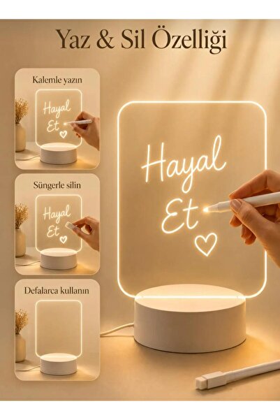 btm home Işıklı Yazı Panosu Dekoratif Kişiselleştirilebilir, Ledli Masa Üstü ...