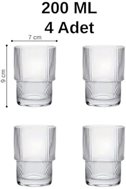 Yıldızan Nzr Beautestore Life 4 Pcs 200 ml Origami Style Durable Borosilicate...