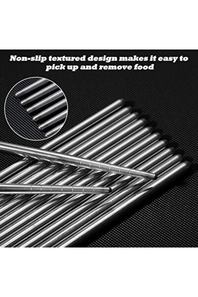 Yıldızan TRENDYPAZARS store 5 Çift Paslanmaz Çelik Chopsticks – Metal Çin Yem...
