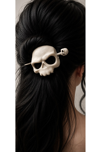 PELIUS Kuru Kafa Saç Aksesuarı, Gotik Topuz Tokası, Skull Saç Tokası