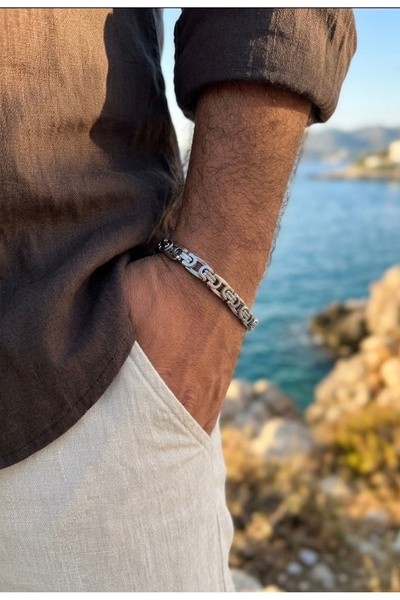 XP XUPİNG Elegance Museum Xuping Steel Men's Bracelet - Silver Color Byzantin...