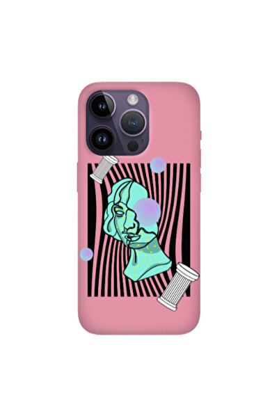 Other Apple iPhone 14 Pro Max Columns Pink Colored Silicone TPU Θήκη