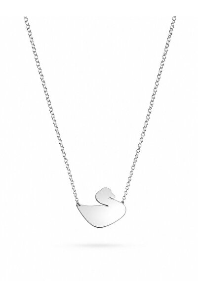 serelya 316L Steel Silver Color Chain Swan Model Women's Necklace