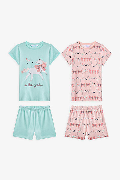 Penti Girl's Cotton Lounge in the Garden Shorts Sleeve 2-pack Pajama Set - Mi...