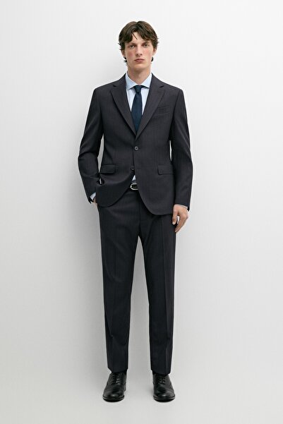 Massimo Dutti %100 cool wool yün çizgili klasik pantolon