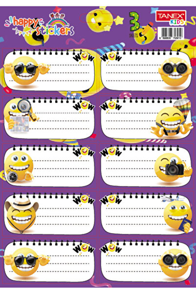 Tanex SCHOOL LABELS 30/SET SMILEYS TLS-803