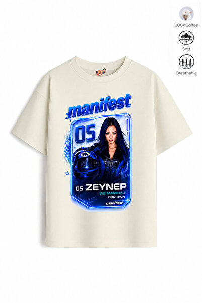 Belya Kids Wear Girl's Oversize Fit Cotton Mani Zoktay Design15 T-Shirt