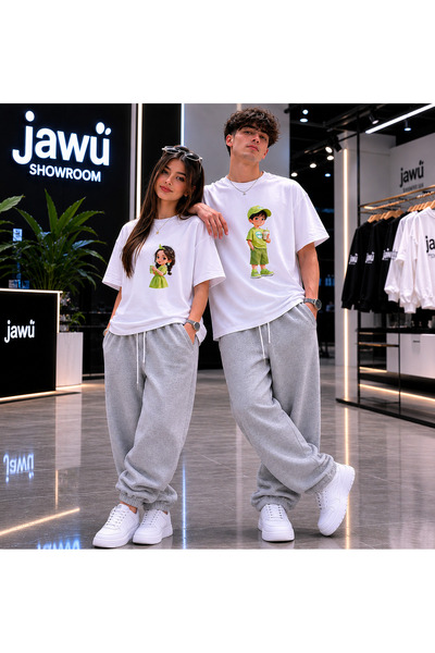 JAWÜ STYLE SET DE 2 TRICOURI OVERSIZE DETALIATE CU COMBINAȚIE DUBLĂ