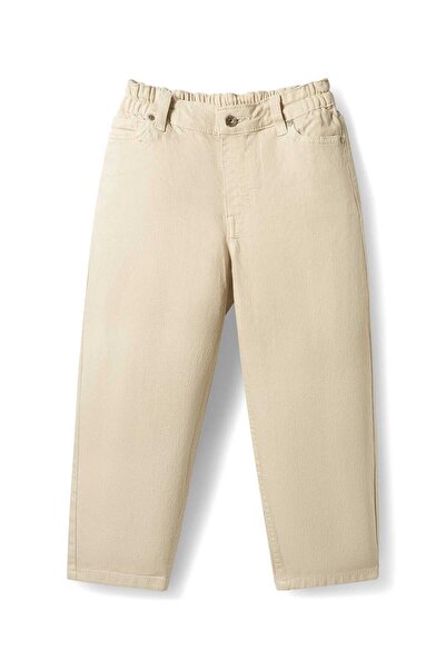 Primo Gino Woven Relaxed Baggy Jeans - Beige
