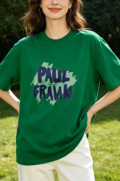 Fleck Womens T Shirts Paul Frank Logo Graphic Oversized Casual Style