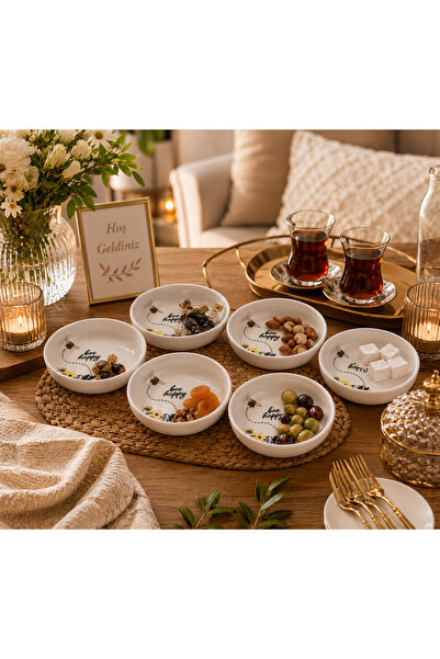 maia Porcelain 6'lı Porselen Kahvaltılık,Çerezlik,Tatlı Tabağı Seti