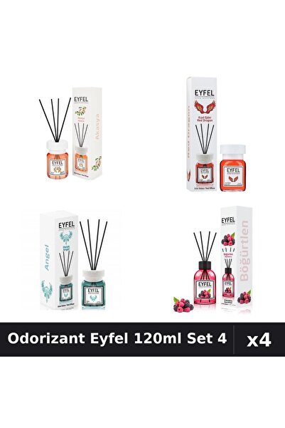 Eyfel Set 4 Odorizante Camera cu Betisoare 120ml - Acacia, Angel, Fructe Padu...