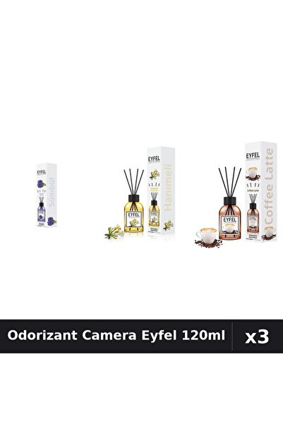 Eyfel Set 3 Odorizant Camera cu Betisoare 120ml - Zambile, Cafea, Mana Maicii...
