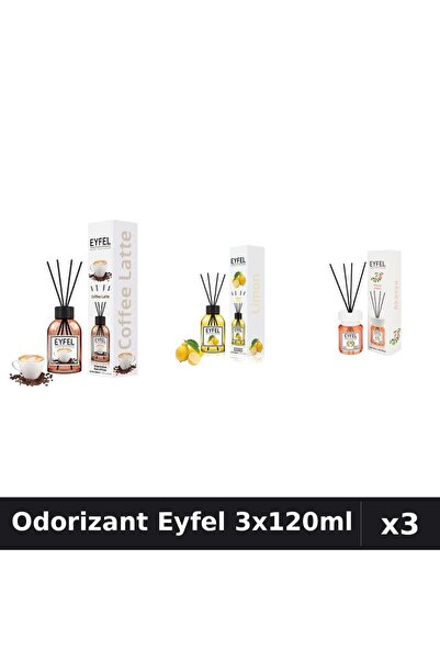 Eyfel Set 3 Odorizante Camera cu Betisoare - Cafea, Lamaie, Acacia 120ml