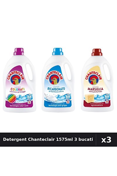 Chanteclair Pachet 3 Detergent Lichid Rufe 1575ml 35 Spalari - Color, Bicarbo...